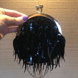 Fancy Black Spangle Evening Bag